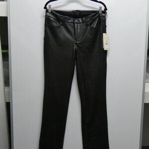NWT NYDJ Sculpt-Her Black Faux Leather Marilyn Straight Pants Size 8